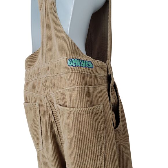 Empyre Suzie Corduroy Bib Overalls Medium Beige Pockets Grunge Skater Y2K - Picture 11 of 14